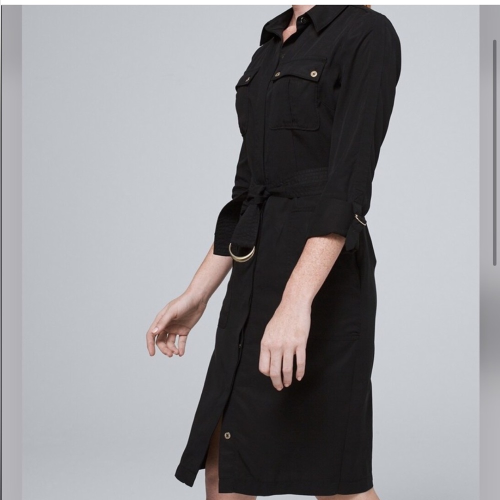 WHBM TWILL SHIRT DRESS WITH REMOVABLE BELT - Picture 2 of 12
